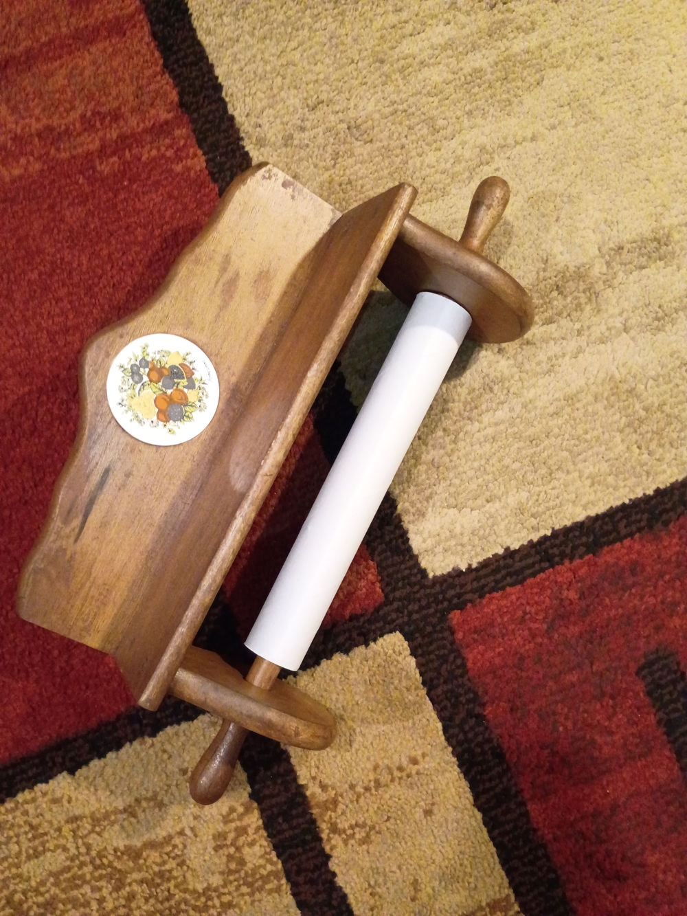 Wood Wall Paper Towel Holder - Brown with Fruit Decal